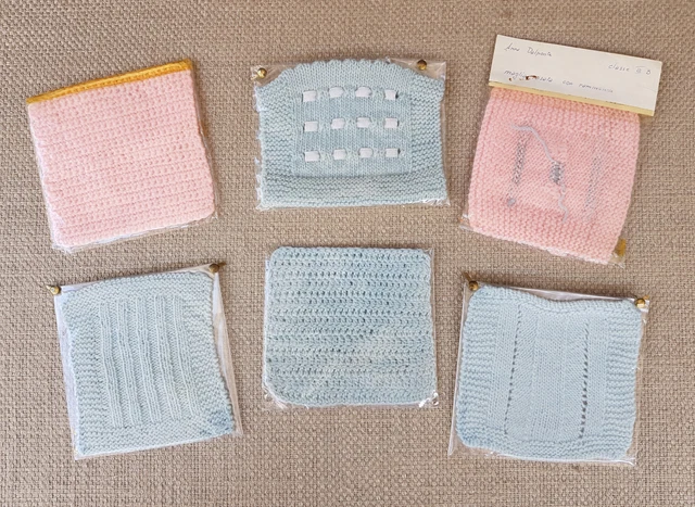 Lotto 6 campioni lavorazioni a maglia tricot vintage scuola anni '50 '60