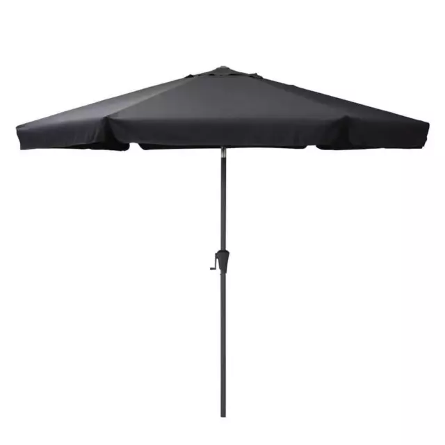 CORLIVING Market Umbrella 98"x117"x117" Steel Crank Open in Black Collapsible