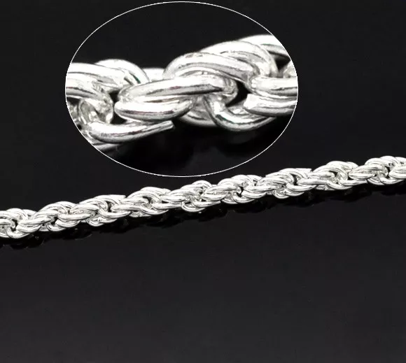 10mtr QUALITY SILVER PLATED ROPE CHAIN UNFINISHED ~ Necklace~Bracelets (Ch12) UK