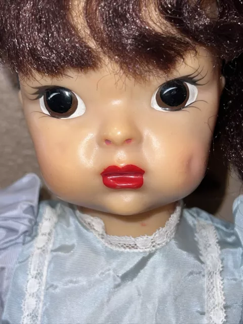 Vintage Pat Pending 16"  TERRI LEE DOLL- Brunette Wig- Painted Face-Tagged Dress 3