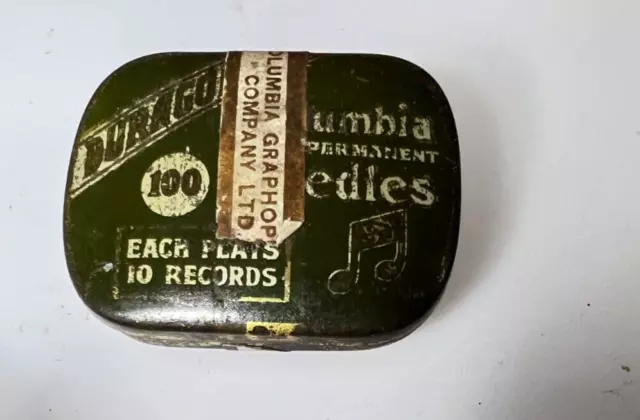 Vintage Columbia Duragold  Gramophone Needle Tin With Some Contents