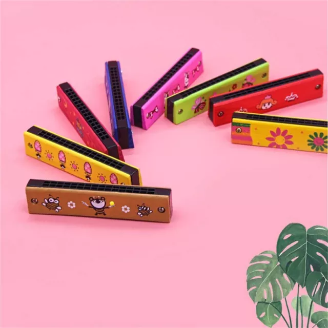 Gift Musical Instrument 16 Holes Harmonica Wooden/Metal Painted Educational Toy 3