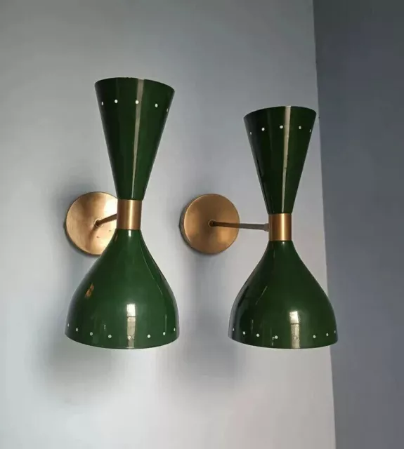 Années 1950 Mid Century Brass Italien Diabolo Wall Sconce Luminaire...