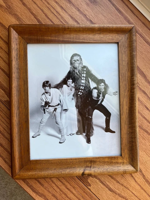 Foto fotográfica de Star Wars Han Leah Luke Chewbacca 8""x10"" enmarcada en roble decoración artística difícil de encontrar