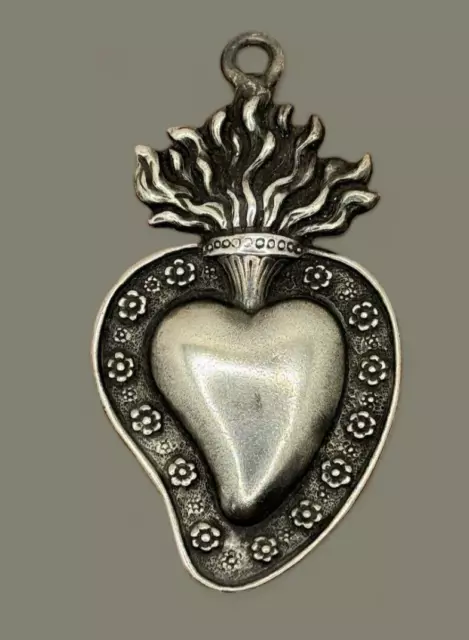 Ex voto sacro cuore  ex voto barocco fiamma 5x8 cm