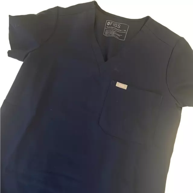 Figs Technical Collection Blue Front Pocket Scrub Top Size XS