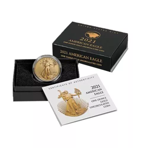 1 oz Burnished American Gold Eagle Coin (Random Year, Box, CoA)