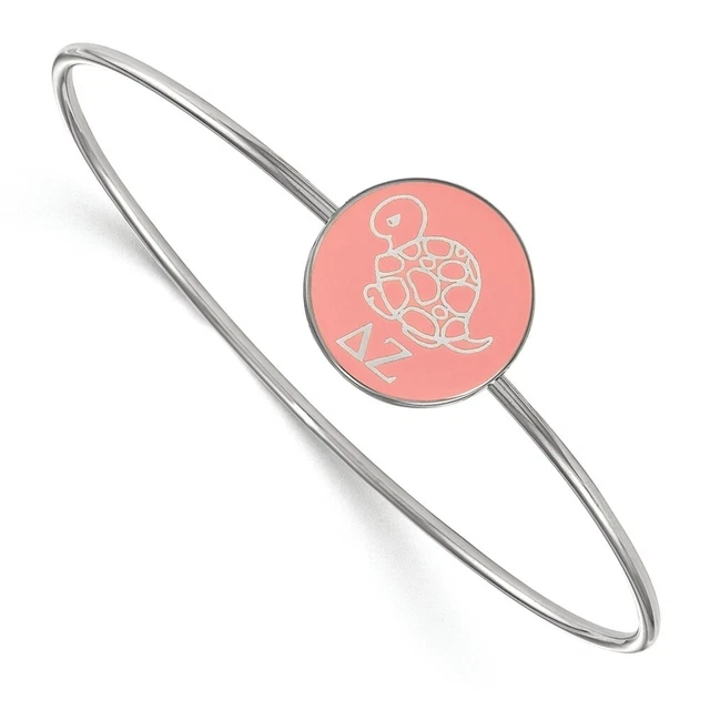 Sterling Silver Delta Zeta Enamel Bangle - 8 In.