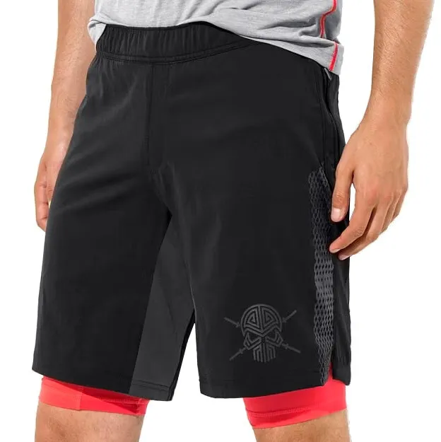 Adidas TechFit™2in1 Shorts Herren Sport Hose+Tight Fitness Running Skull schwarz