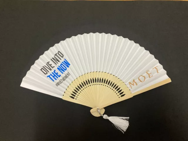 Rare MOET & CHANDON Champagne Folding Fan JAPANESE SENSU Bamboo Limited