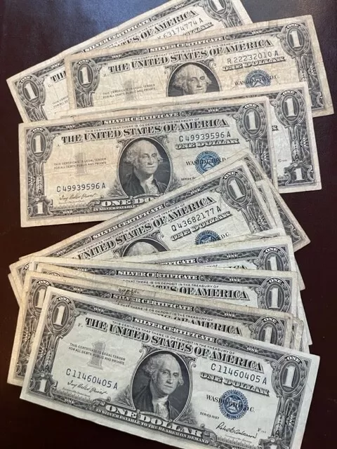 ✔ One 1957 Blue Seal $1 Dollar Silver Certificate, VG/VF, Old US One Dollar Bill