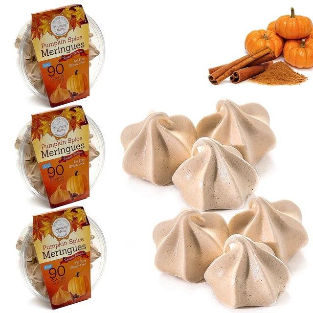 3 Boîtes Potiron Spice Meringue Cookies Gluten Bas Calorie Sucré Vacances Snack