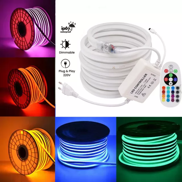 Dimmbar RGB Neon LED Leiste Lichterkette Strip Stripe Streifen Wasserdicht  1-25m