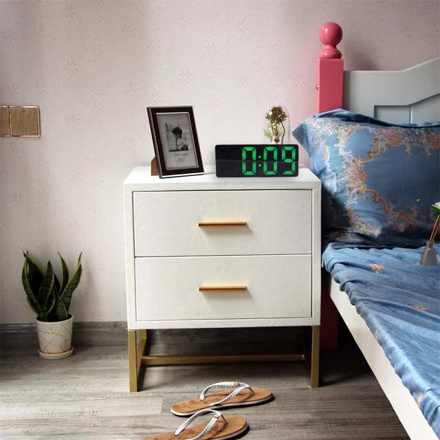 Mirror LED Alarm Clock Night Light Digital Clock Thermometer with USB Charging