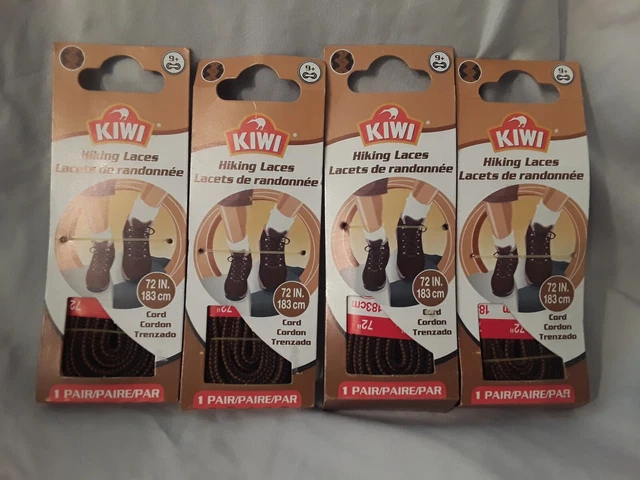 KIWI Hiking Laces Brown Black Cord Shoe Laces 9+ Eyelet 72 In. 183 cm (4 Packs)