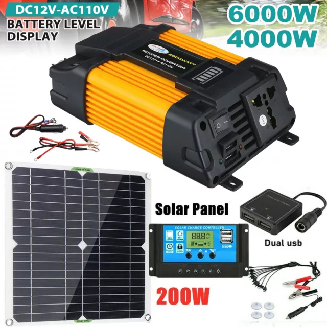 6000w Solar Panel Kit Complete Solar Power Generator 100a 110v Home Grid System