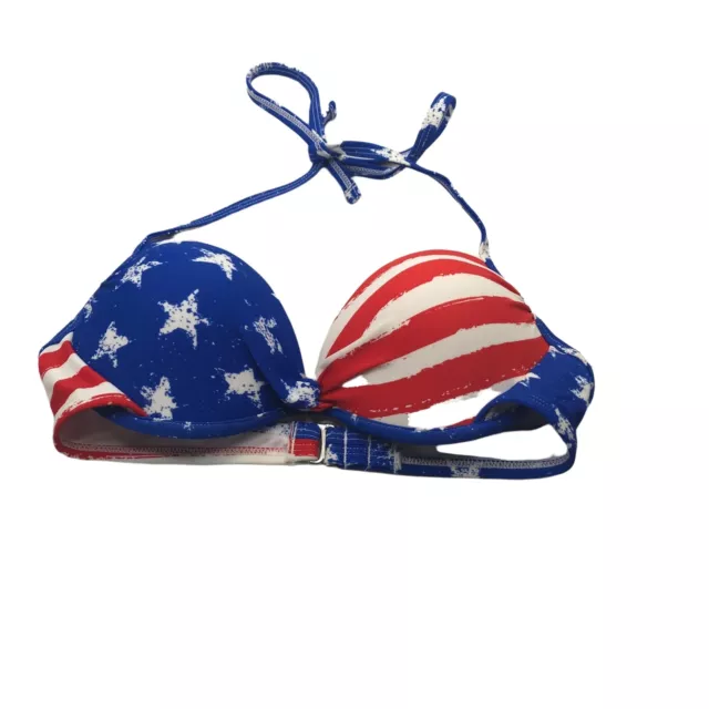 Xhilaration Junior's Size Small 0-2 Push Up Halter Stars Stripes Bikini Top New