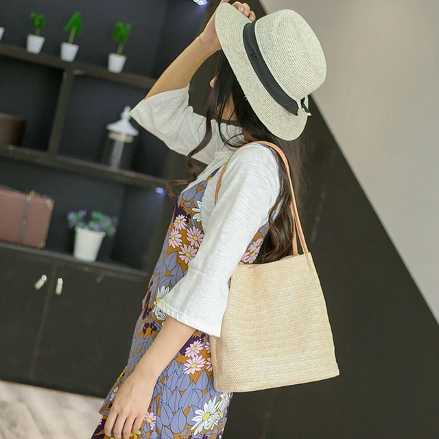 Knitted Shoulder Bag Bucket Bag Woven Beach Bag Beach Bag Women Shoulder Bags