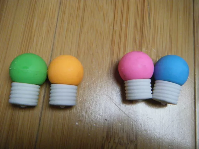 CUTE COLLECTABLE IWAKO JAPANESE KOREAN NOVELTY 2 x LIGHT BULBS ERASERS BLUE PINK