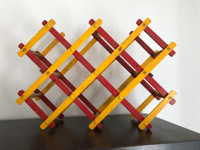 Casier à Bouteilles Vintage Années 60 - Métal Rouge Orangé - Art Déco Industriel