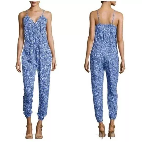 Lilly Pulitzer Melba Jumpsuit One Piece Chasing Tail Indigo Blue Fish Print XS