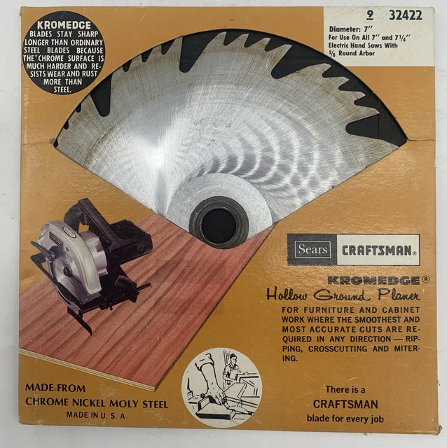 CRAFTSMAN KROMEDGE 7” Hollow Ground Planer 32422 Circular Saw Blade 5/8