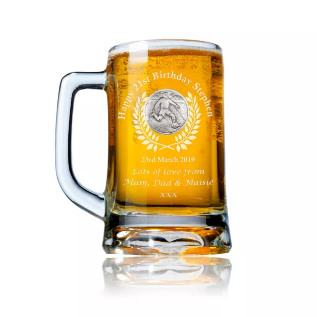 Football Fan Birthday Engraved Pint Tankard Gift 21st Lager Glass Beer Mug