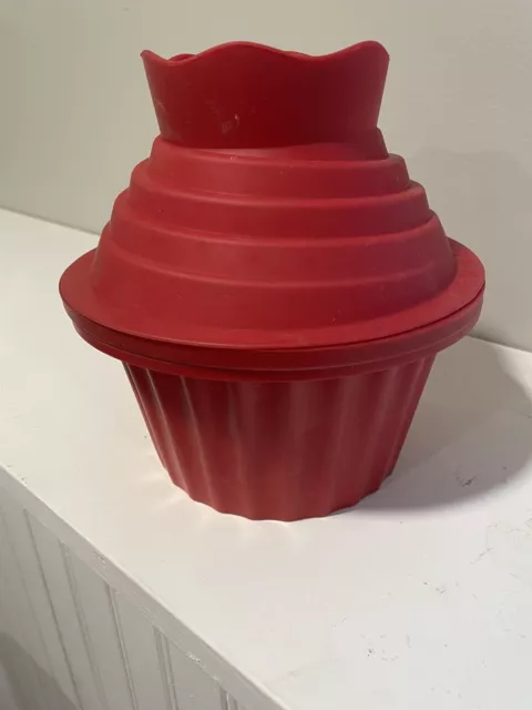 Gourmet Trends Cupcake Red Silicone Mold 3-D  Bake Pan Giant Fun Baking Set