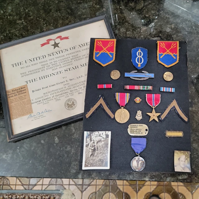 LOT OF VINTAGE World War II WW2 Medals Pins Patches award cert 8th