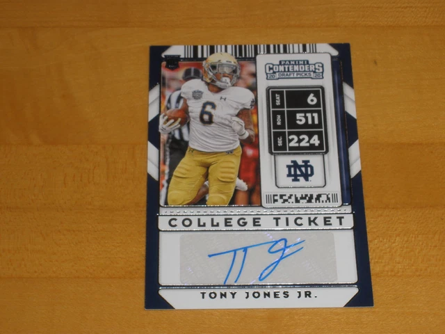 Tony Jones Jr 2020 Panini Contenders Draft 126 Ticket Auto SP RC Notre Dame