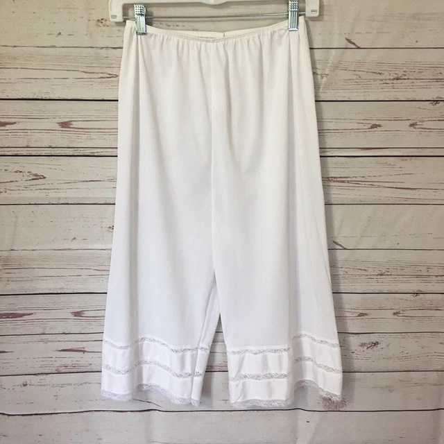 Vintage Adonna White Petti Pants Slip Bloomers Sz M waist 24" to 29"x 15"*+