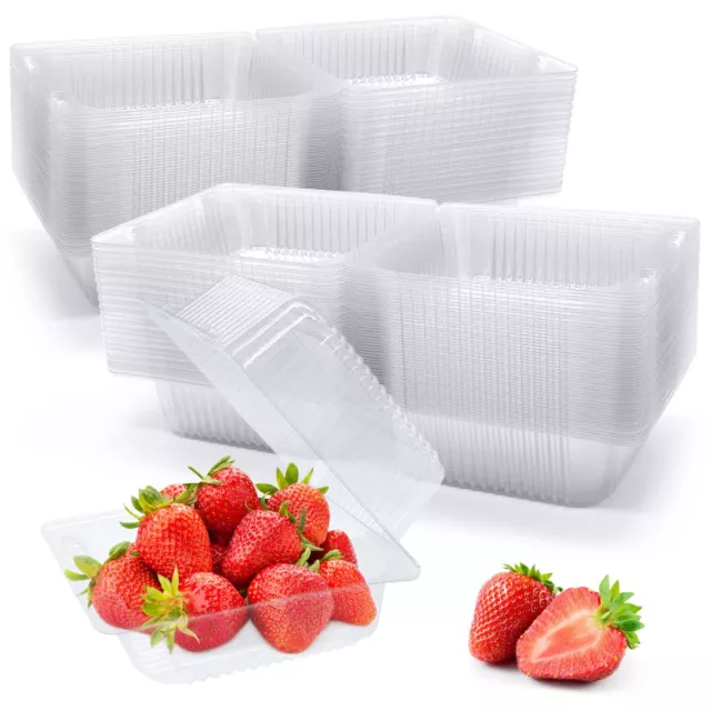 100 Pack Clear Plastic Take Out Container,Square Hinged Food Container,Desser...