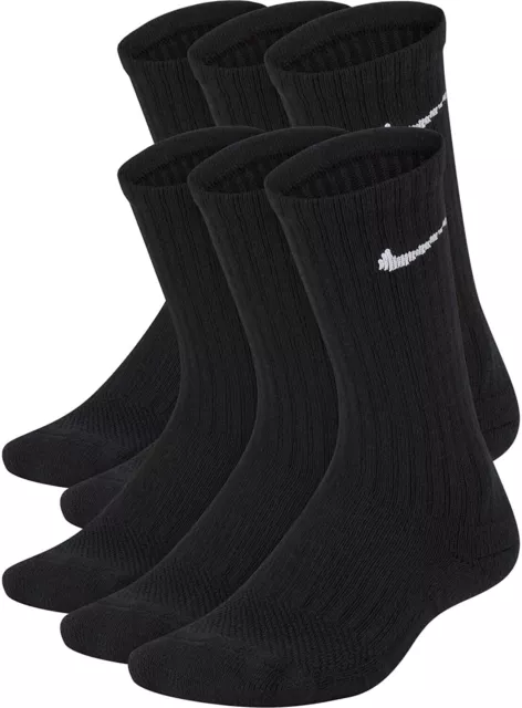 Nike Kids' 247987 Performance Cushioned Crew Training Socks 6 Pair Size S