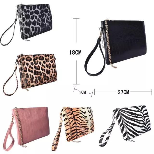 Womens Designer Style Animal Print Clutch Bag Ladies Evening Party Handbag Purse
