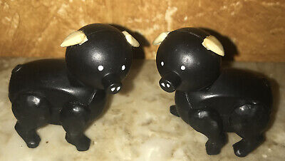 Vintage 80's Fisher Price Little People Black Pigs(2) FPLP