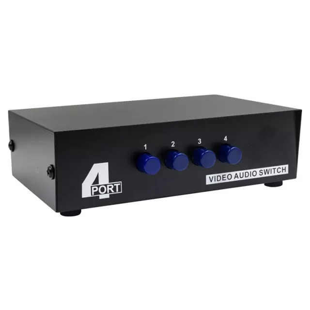 4 Port AV Switch RCA Switcher 4 in 1 Out Composite Video L/R Audio Selector Box