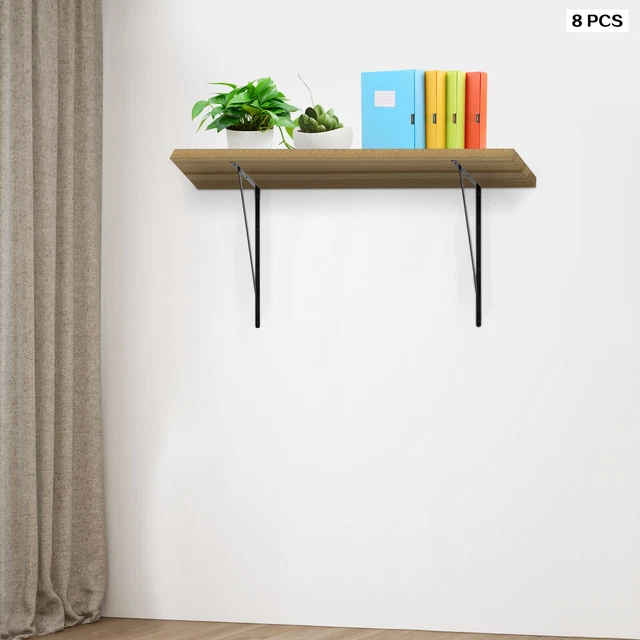 8Pcs Shelf Brackets Storage Shelf Brackets Black Heavy Duty Wall Mount Shelves
