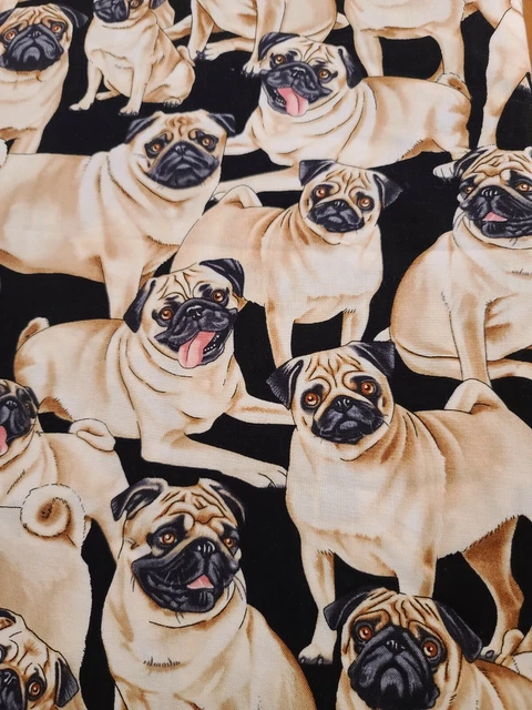 Timeless Treasures Pugs Dog Quilting Cotton Fabric 27 X44