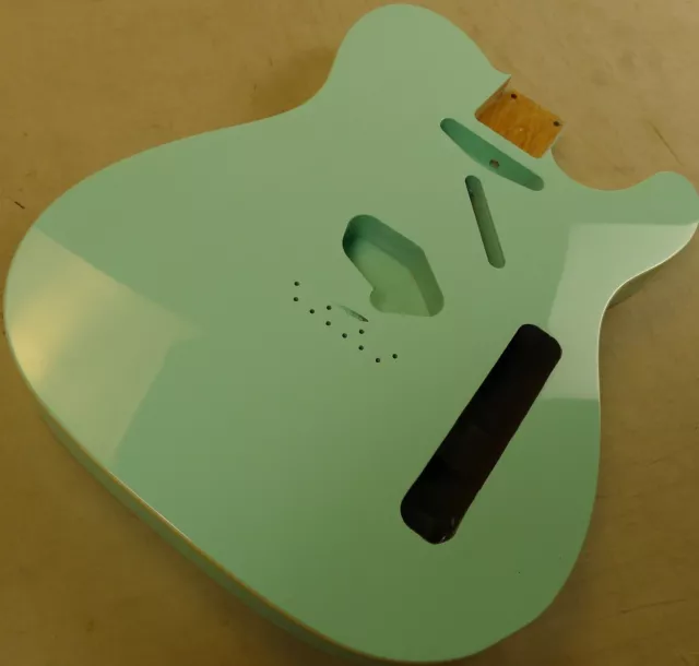 Tele Guitar Body 3 pcs North American Alder Surf Green White Binding ≦2.1Kg
