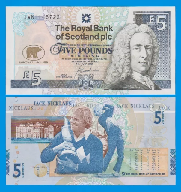 Scotland 5 Pounds 2005 P 365 UNC Commemorative Jack Nicklaus