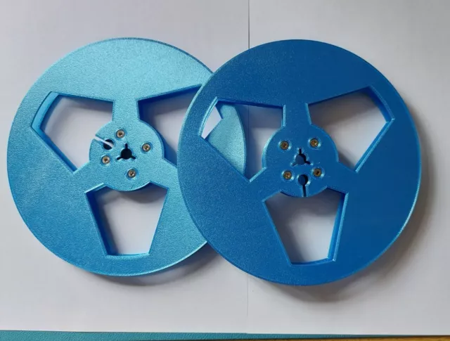 Reel to reel Tape spools (pair) 7" 3D printed (Plastic) in metallic blue
