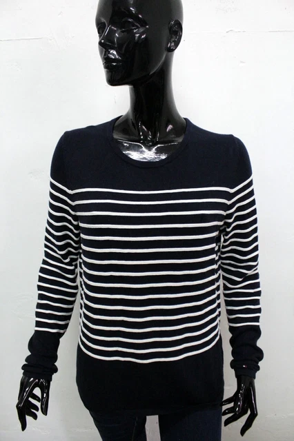 Tommy Hilfiger Maglione Donna Taglia M Pullover Blu Cotone Maglioncino Pull Logo