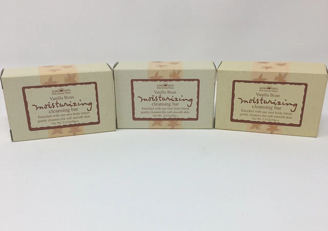 Jabón hidratante barra de frijol vainilla Bath & Body Works 2 oz barras lote de 3
