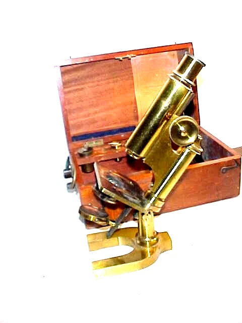 Vintage Cased Brass Beck Microscope Vintage Cased Brass Beck Microscope