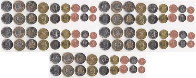 #3 - Malawi - 5 pcs x set 9 coins 1 2 5 10 20 50 Tamb 1 5 10 Kw 1996 - 2006 UNC