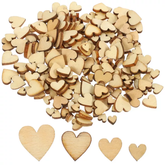 200 Wood Heart Slices for DIY Crafts, Wedding Centerpieces, Christmas Decor