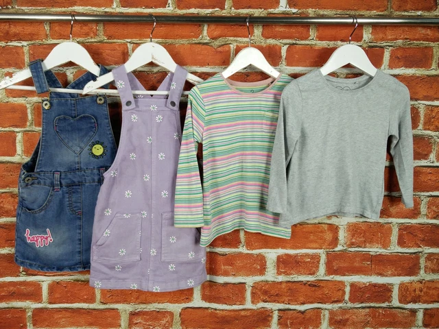 Girls Bundle Age 2-3 Years Next M&S Bluezoo Denim Pinafore Dress Top Set 98Cm