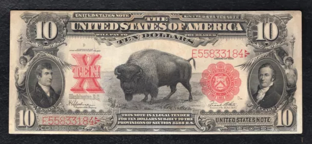 Fr. 122 1901 $10 Ten Dollars “Bison” Legal Tender United States Note Very Fine+