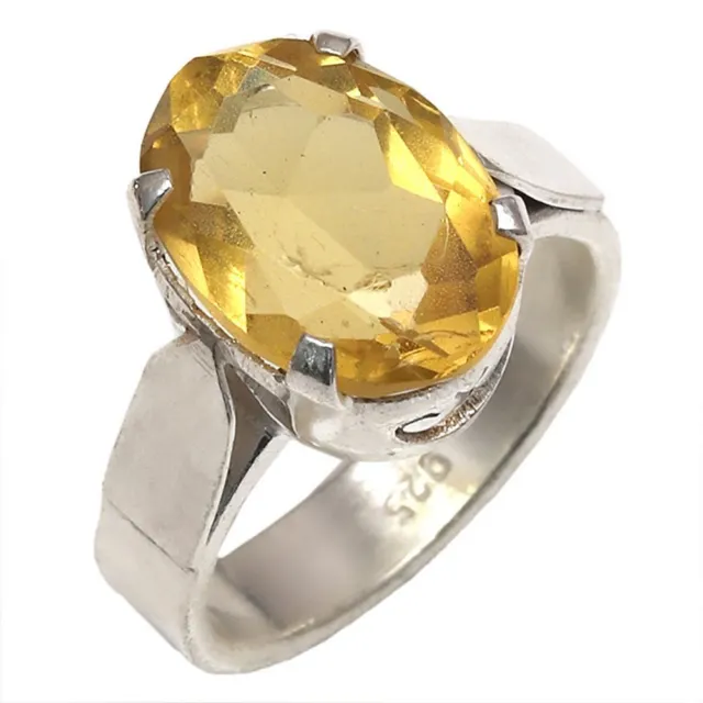 Citrine Topaz Gemstone Handmade Unisex 925 Silver Jewelry Ring"7"