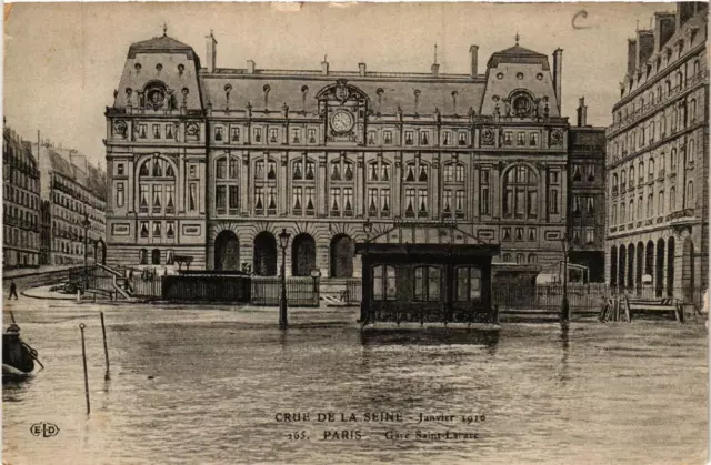 CPA AK PARIS Gare St-Lazare FLOODS 1910 (605955)